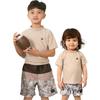Ak1131 Set of Rash Guard and Botanical Print Swimsuit for Babies and Children [AMUSA] 2-piece Short-sleeved Kids, Boys, Surf, Babies, (brown, 160)