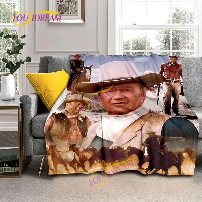 John Wayne Blanket Super Soft 3D Printed Famous Cowboy Actor John Wayne Flannel Blanket Home Bedroom Washable Warm Lazy Blanket