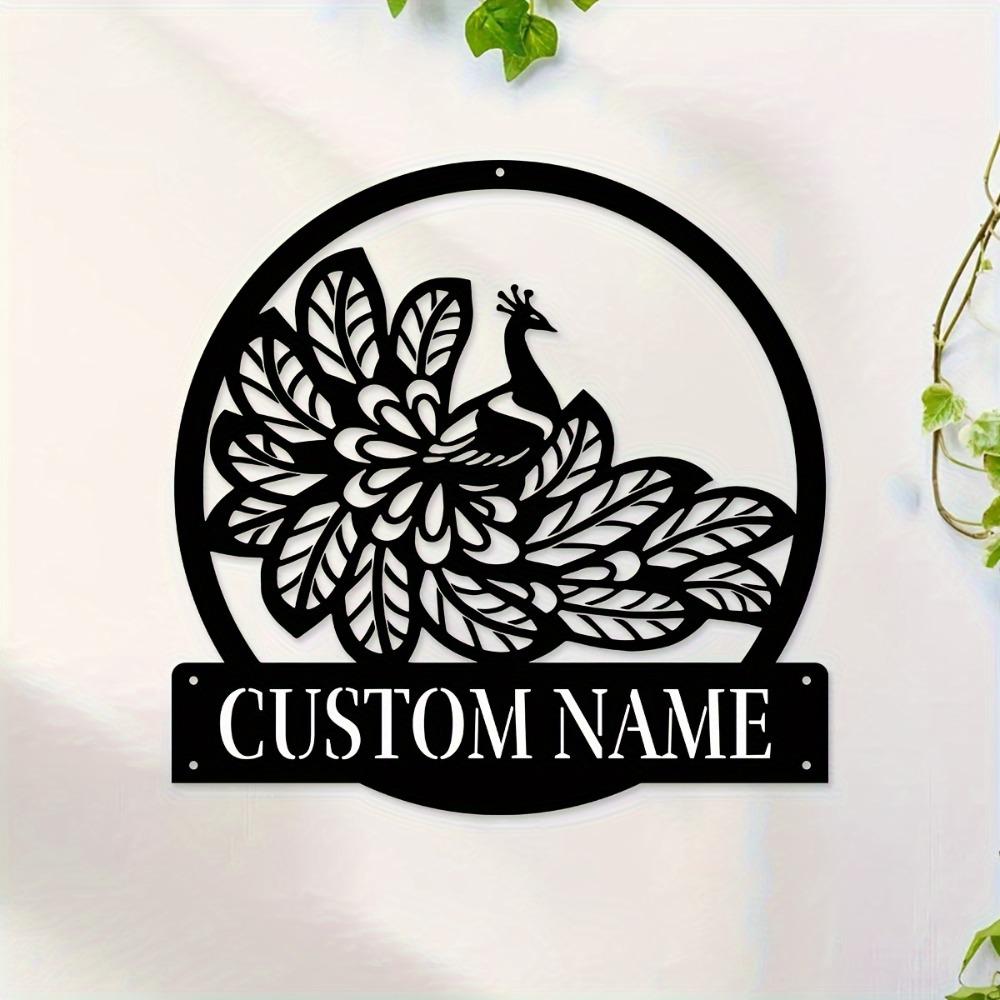 Metal Peacock Wall Art Personalized Family Name Sign Home Decor Gift