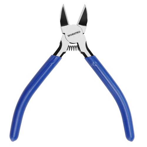 WORKPRO 130mm Plastic Nippers, Mini Nippers with Spring, Small Precision Nippers, Diagonal Pliers, Wire Nippers for Cutting Mild Steel and Copper Wire