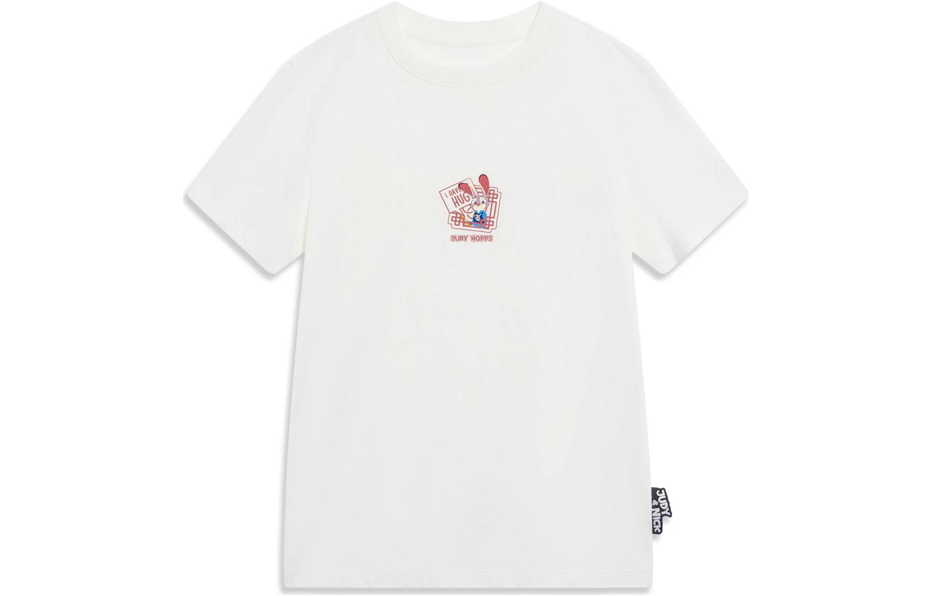 Li Ning X Disney T Shirts Women s Ivory Crew Neck Moderate Straight Fit AHST278-1 XXL