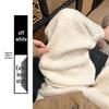 Women's Off-White Wool Blend Wide-Leg Pants: Autumn/Winter Style, Relaxed Fit, Fleece-Lined, Floor-Length Knit