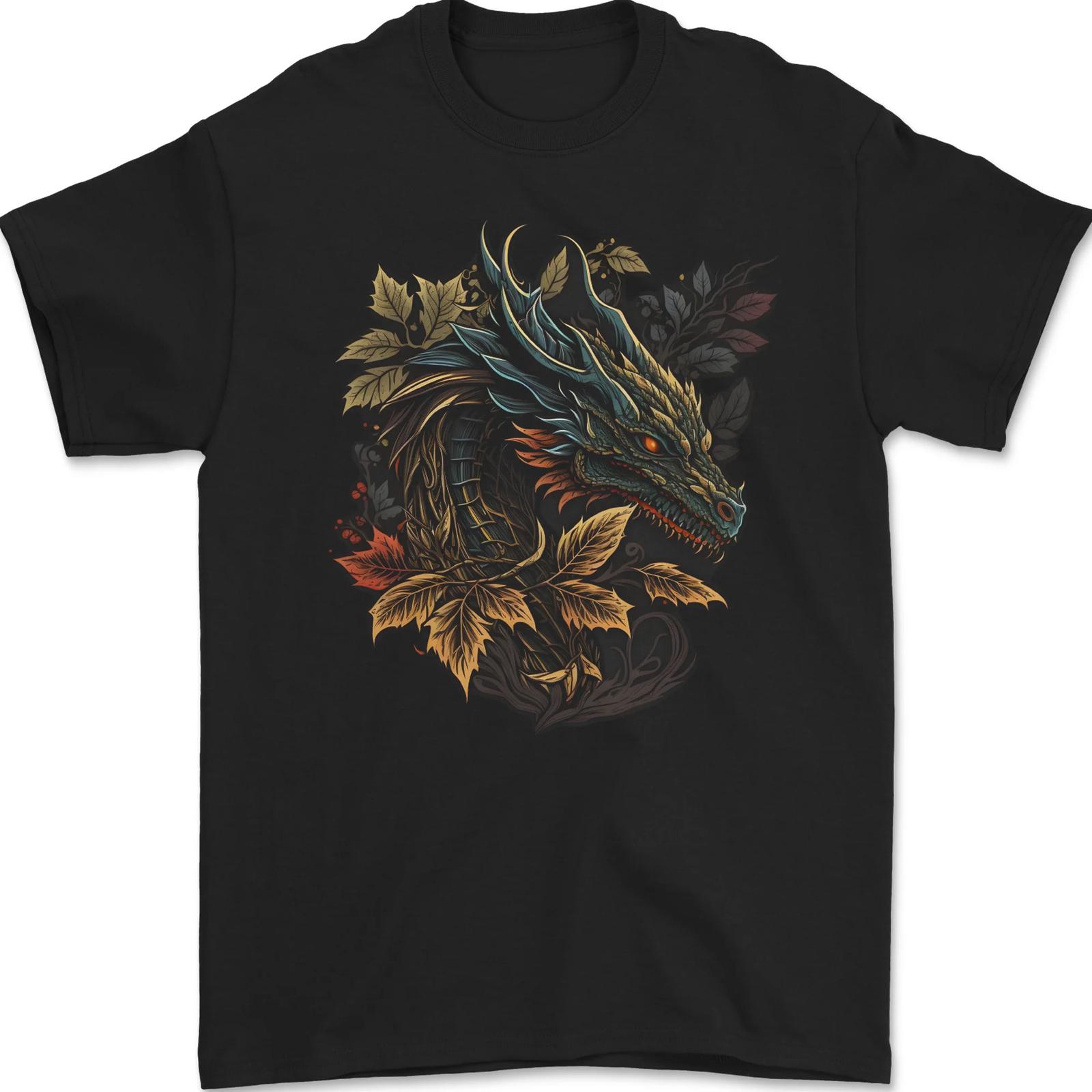 Un Dragón En La Naturaleza Fantasía Camiseta 100% Algodón M