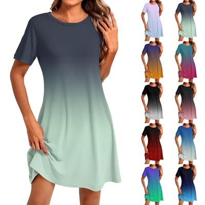 Women's Fashion Casual Print Round Neck Short Sleeve Short Dress