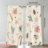 2pcs 2D flat printing Happy Christmas Scene Curtains Christmas Wrapping Paper Gifts Pinecones Digital Printed Polyester Drapes