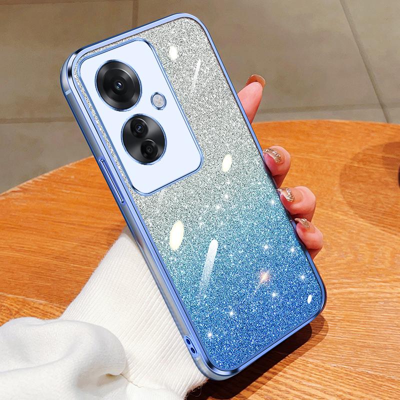 KEYSION Custodia per Telefono Glitterata con Placcatura di Lusso per OPPO Reno11 F 5G Cover Posteriore Trasparente Morbida in TPU Antiurto per OPPO Reno 11F 5G