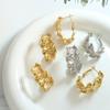 Geometric Pleated Texture Gold-Plated Titanium Earrings