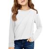 Girls' Long Sleeve Tee - Pleated Round Neck Casual Top