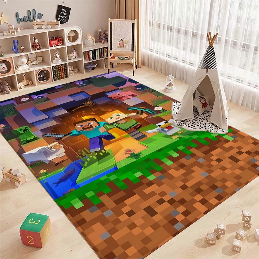Minecraft Blocky Survival Adventure Printed Rug Durable Stainresistant Carpet For Bedroom Study Home Decor Holiday Gift