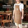 Waterproof Thick Canvas Apron Working Clothes for Kitchen Milk Tea Shop Restaurant Light Tan