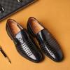 Luxury Summer New High Rise Business Casual Leather Shoes Breathable Hollow Soft Sole Anti Slip High Quality Men's Sandals