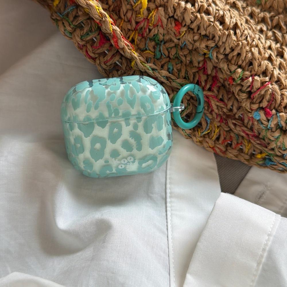 Applicable To Apple AirPods 1 /1 Generation Simple Transparent Green Leopard Print Earphone Cover PRO1 Personalized Protective Cover PRO1 Anti-drop