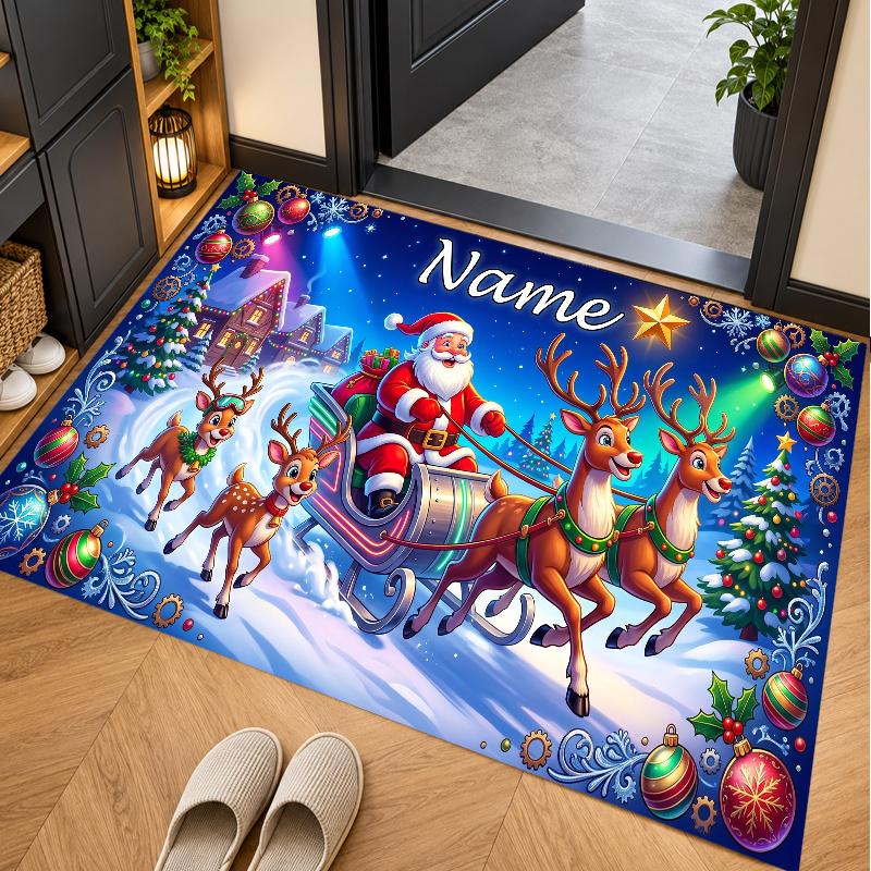 Christmas Theme Floor Carpet, Soft Area Rug, Xmas Indoor Home Holiday Decoration