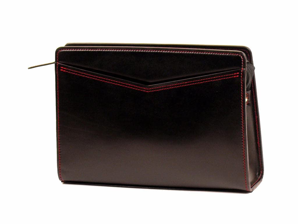 

Awaji Bag Workshop Подлинная кожа Большой чехол (Гладкая кожа) (Черный с красной строчкой) [Сделано в Японии] Большой, отдельно стоящий из воловьей кожи