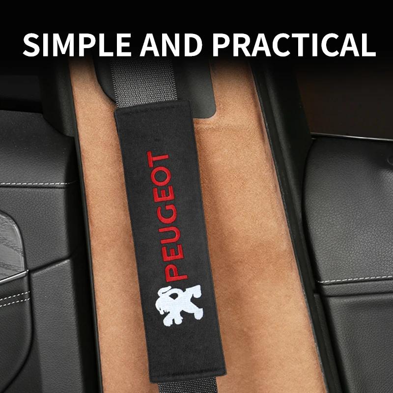 Fashion Car styling Car Seat Belt Covers Cotton Shoulder Pads For Peugeot 206 208 306 307 308 508 106 107 108 2008 3008 5008 207