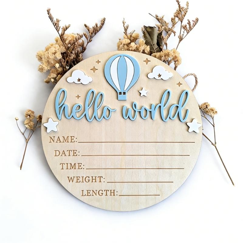 Wooden Baby Birth Announcement Plaque With Customizable Name And Date For Nursery Decoration