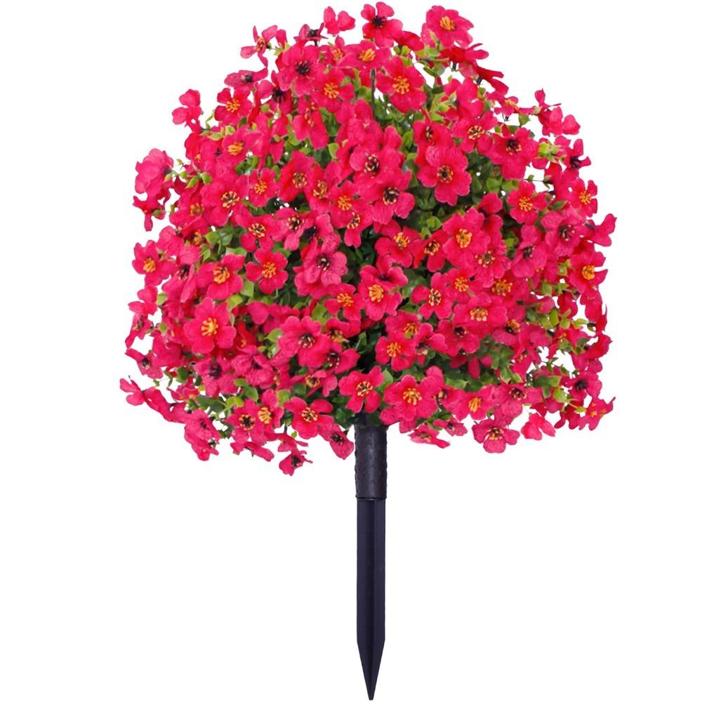 Eucalyptus Flower Artificial Fake Violet Flower Ground Stake Micro Landscaping Simulation Violet Flower Bouquet Plastic Yard Art