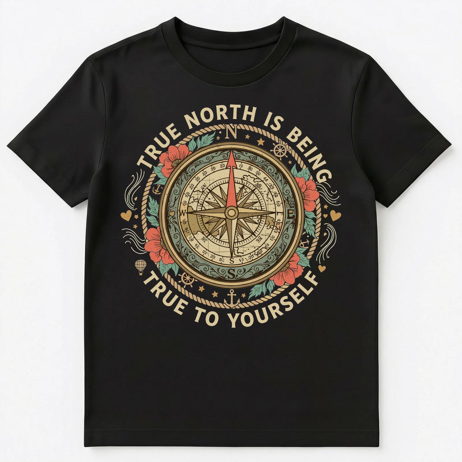 Compass Pointing North Inspirational Compass Artwork Unisex T-Shirt 4XL