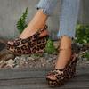 Women'S Stylish Black & Brown Leopard Print Platform Sandals - Comfortable Open-Toe Slip-On with Thick Rubber Sole, Faux Cover Lining, All-Season
