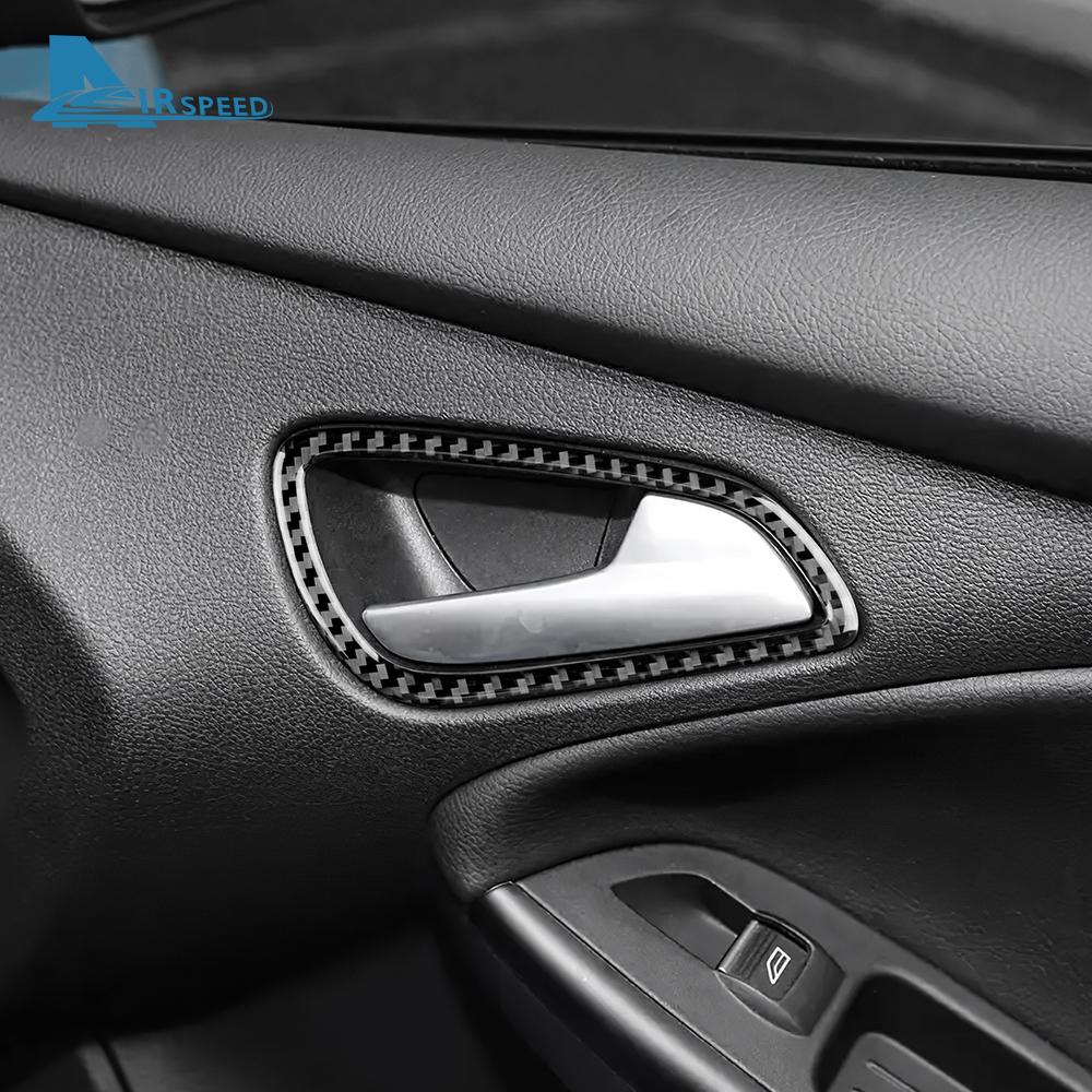 UZYJ9 Real Soft Carbon Fiber Sticker For Ford Focus SE RS ST Ecoboost 2015 2016 2017 2018 LHD RHD Car Inner Door Handle Panel Trim