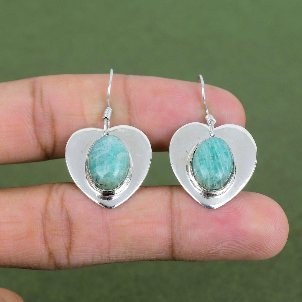 Amazonite Earring 925 Sterling Silver Earring Gemstone Handmade Earrings Amazonite Jewelry Latest Design Earring Silver Jewelry Gift For Her
