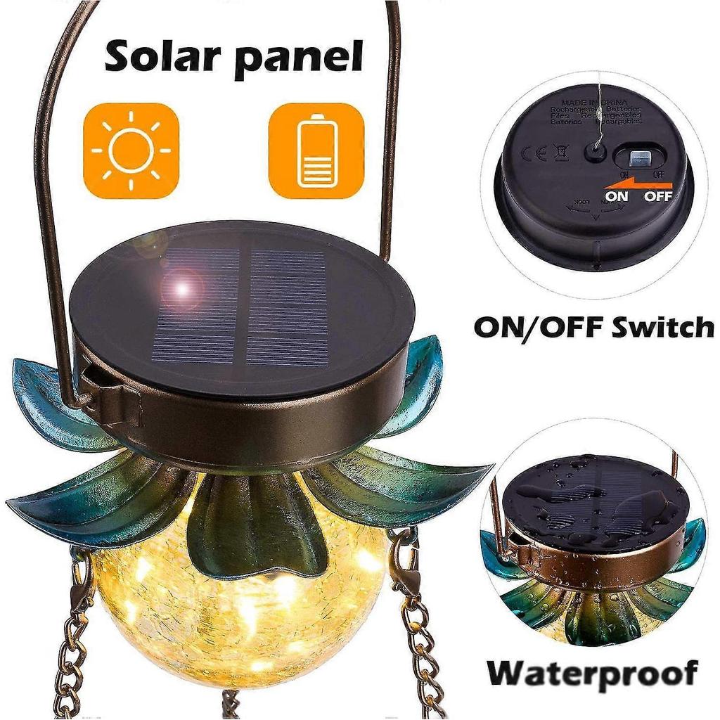 Solar suspended wild bird feeder metal feeder tray waterproof solar garden light