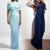 Women's clothing, new spring models in Europe and America, fashionable stand-up collar waist pleated elegant dress dress