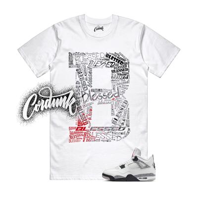 4 Cement White Summit Fire Red Tech Grey Black T Shirt Match Match B BLS