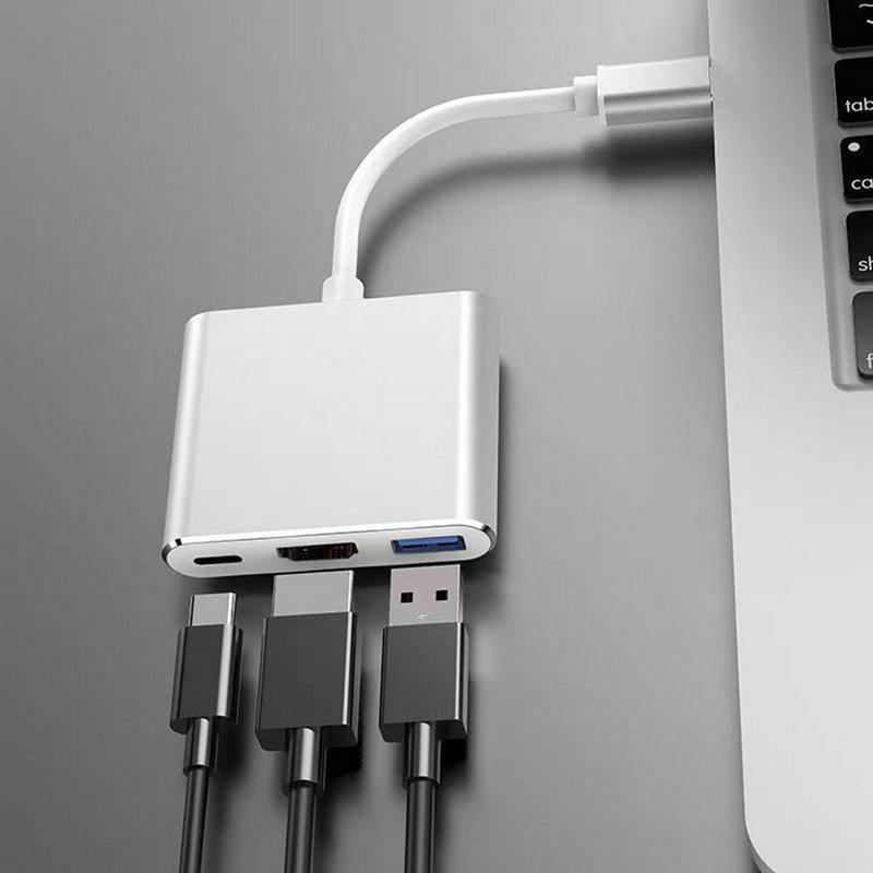 Type-C To HDMI 3-in-1 4K Converter Aluminum Case 3.0 PD Charging Adapter Docking Station HD USB
