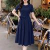 ZANZEA Damen Elegantes Rundhals Lässiges Kurzarmkleid