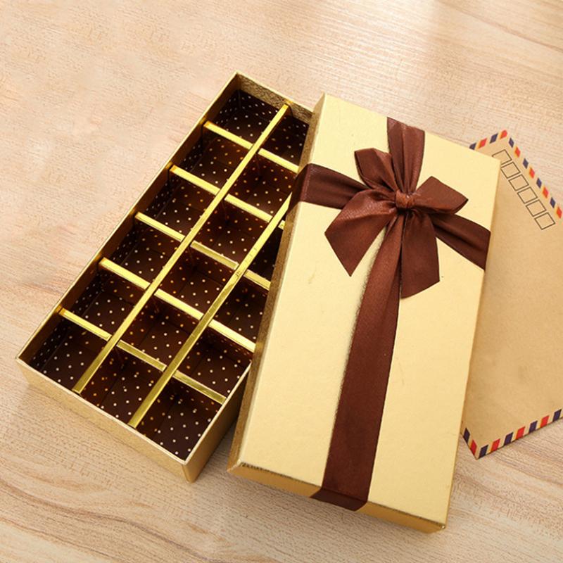 1 Stück Schokoladenpapierbox Geburtstagszubehör Papier Hochzeit Valentinstag Babyparty Süßigkeiten Geschenkboxen DIY 9/18 Fächer Verpackung