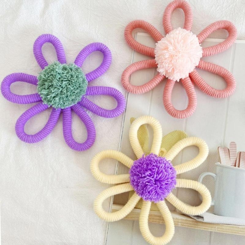 Handmade Woven Flower Wall Decoration, Multiple ColorCotton Rope Floral Decoration Nursery Artwork