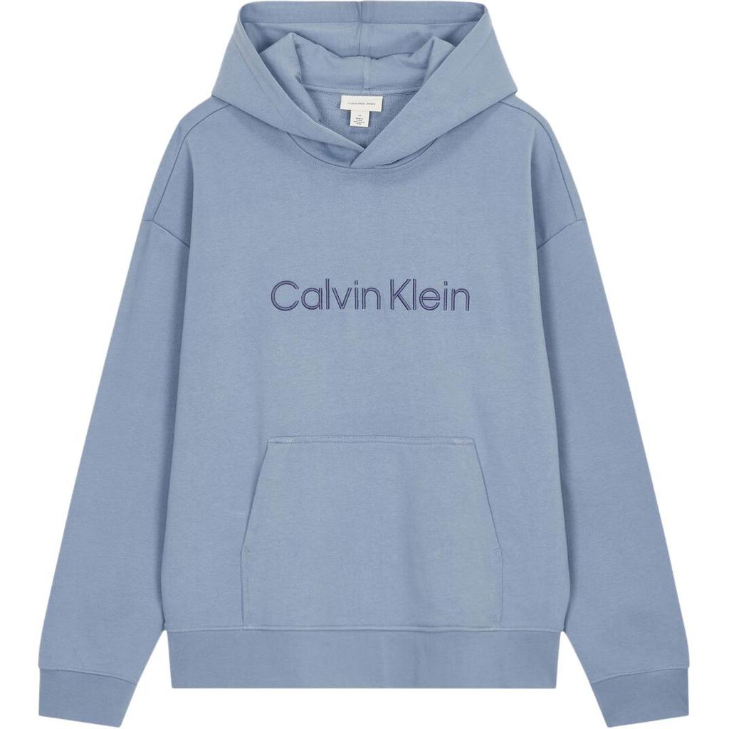 Calvin Klein Letter Jacquard Loose Fit Drop Shoulder Long Sleeve Sweatshirt Men Sweatshirt Light-Blue 40HM231-PQE