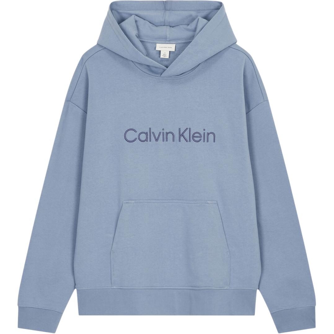 

Calvin Klein Свитшот мужской с жаккардовым узором, свободного кроя, со спущенным плечом, с длинным рукавом, светло-голубой 40HM231-PQE M