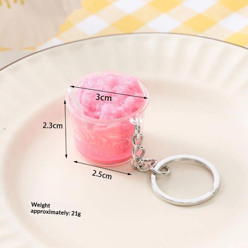 1Pcs Realistic Mini Ice Cream Soda Cup Keychains With Cherry Topping Bright Colors For Bag Decoration And Small Gifts