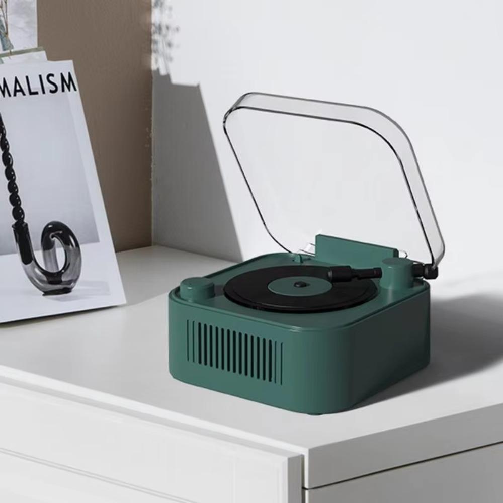 Stereo Sound Vintage Vinyl Record Speaker Bluetooth 5.0 Desktop Alarm Clock Speaker  Home Decor