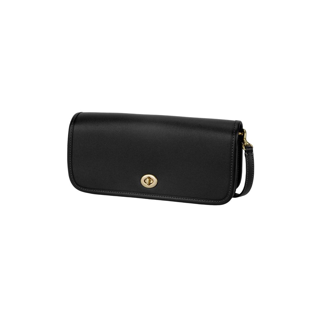 Coach Dinky 26 Borsa a Spalla in Pelle con Chiusura a Moschettone Media da Donna Nera CW641-B4BK