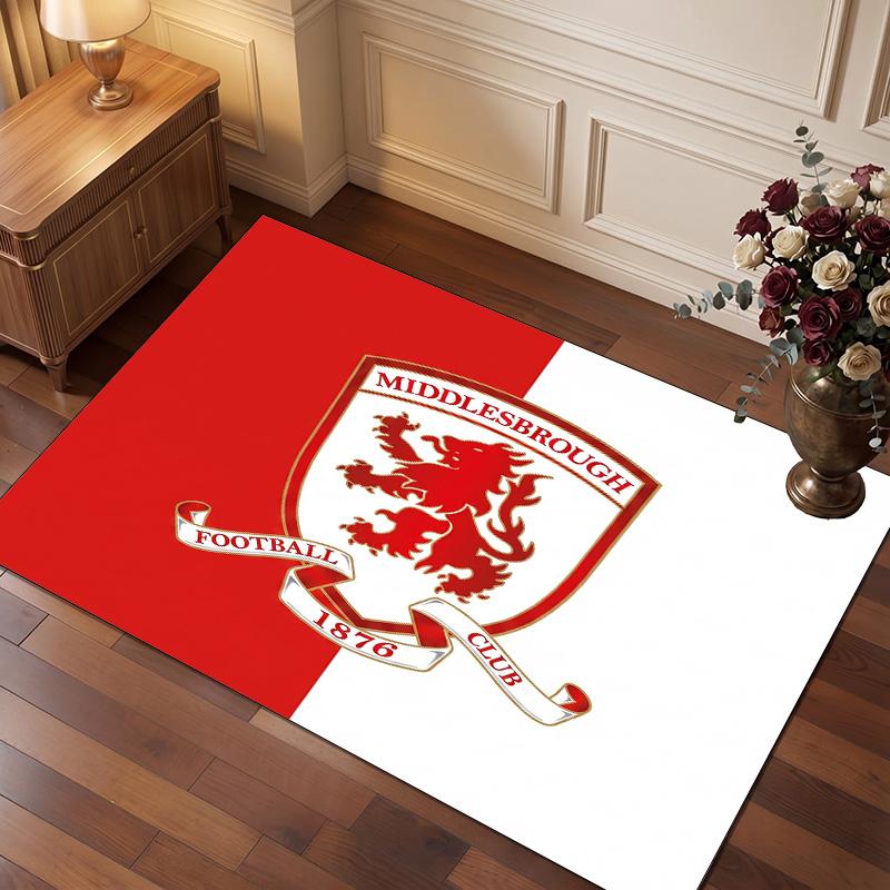Tappeto in Velluto di Cristallo con Stampa del Middlesbrough Football Club, Comodo Assorbente d'Acqua Antiscivolo Tappeto per Pavimenti Interni
