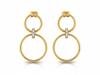 375 Gold Earrings Hanging from Hoops On a Stud Decorated with 9K Cubic Zirconias