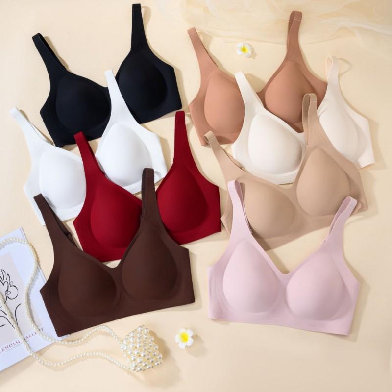 Wire-Free Soft Support Bra Large Busts Seamless Light Padding Full Coverage 3/4 Cup With Side Control Lift