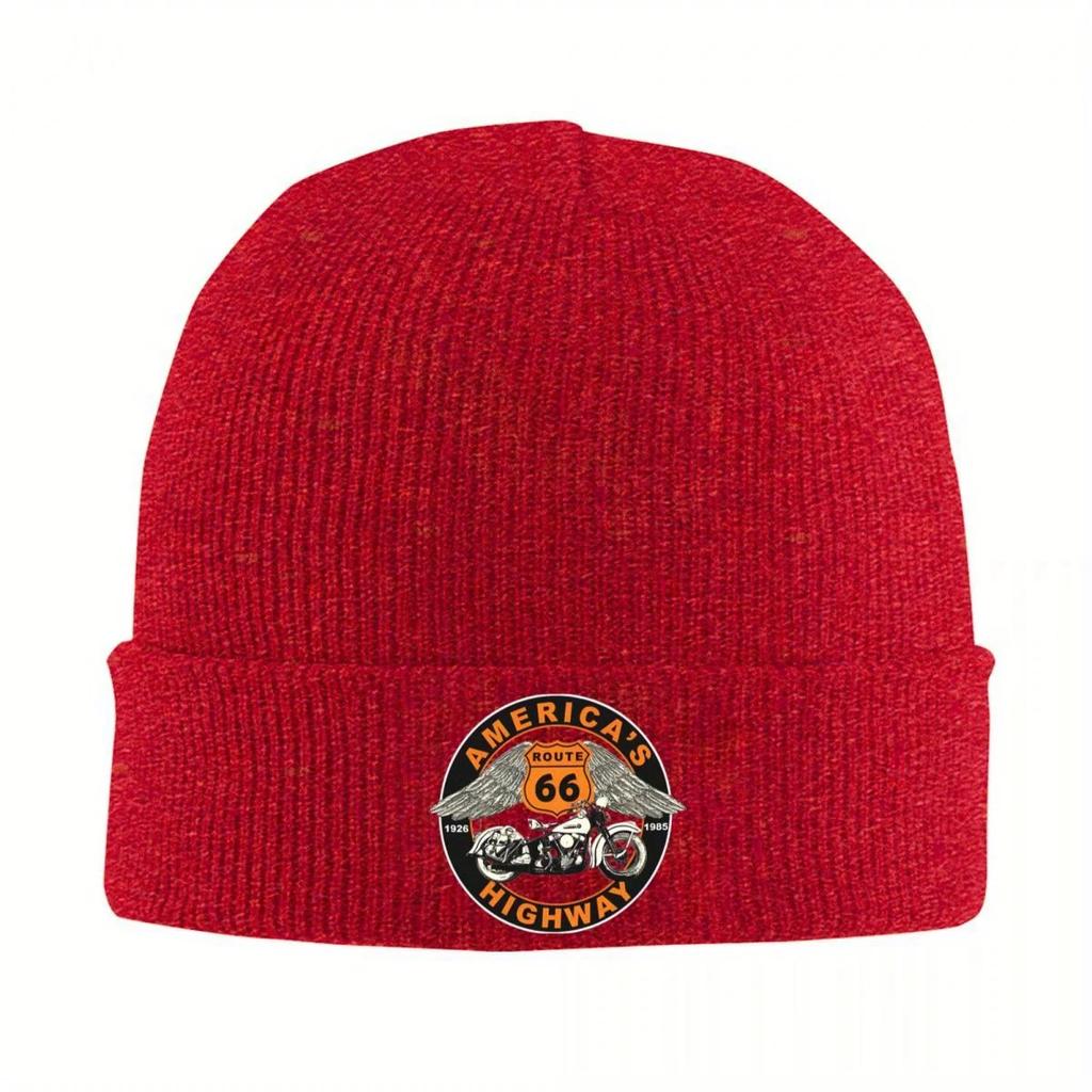 New Route Highway Knit Hat Beanies Winter Hats Warm Color Motorcycle Cruise America Caps For Unisex Women
