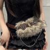 PU Leather Leather Fur Belt Patchwork Heart Plush Belt Personality Furry Waistband  Female/Girls