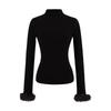Women's Long-Sleeve Base Layer with Removable Fur Cuffs and Half-High Collar