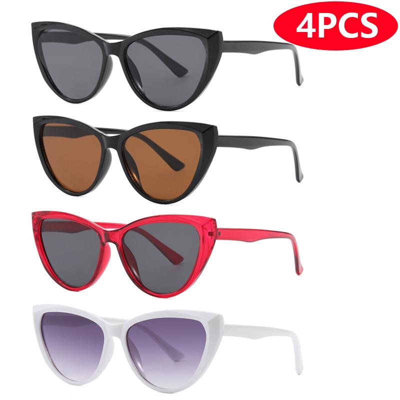 Car Sun Glasses 4 Pack Large Frame Cat Eye Sunglasses Women Men New Fashion Retro Glasses Brand Eyeglasses Unisex UV400