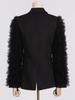 2026 Spring Women's Retro Pleated Mesh Spliced Suit Jacket
