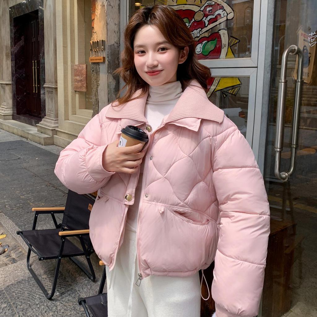 Herbst Winter Verdicken Warmer Parka Damen Lässig Süß Einfarbig Große Tasche Lockere Jacken Oberbekleidung