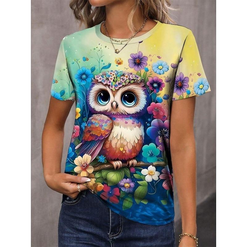 

Women s Funny Animal Prints T Shirts Short Sleeve Tees Tops 3D Prints O-Neck Shirt Summer Casual Women s Clothing 8XL