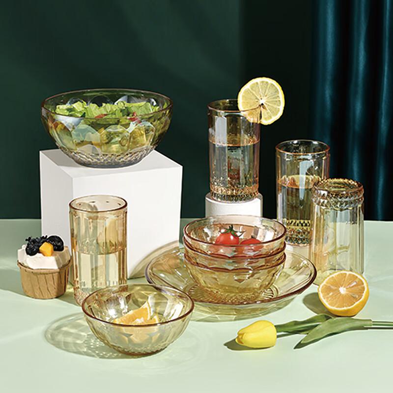Chinese Style Light Luxury Glass Tableware 10-Piece Set