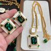 Medieval Vintage High-Grade Emerald Crystal Necklace Slightly Inlaid With Zircon, Personalized Fashion High-End Earrings