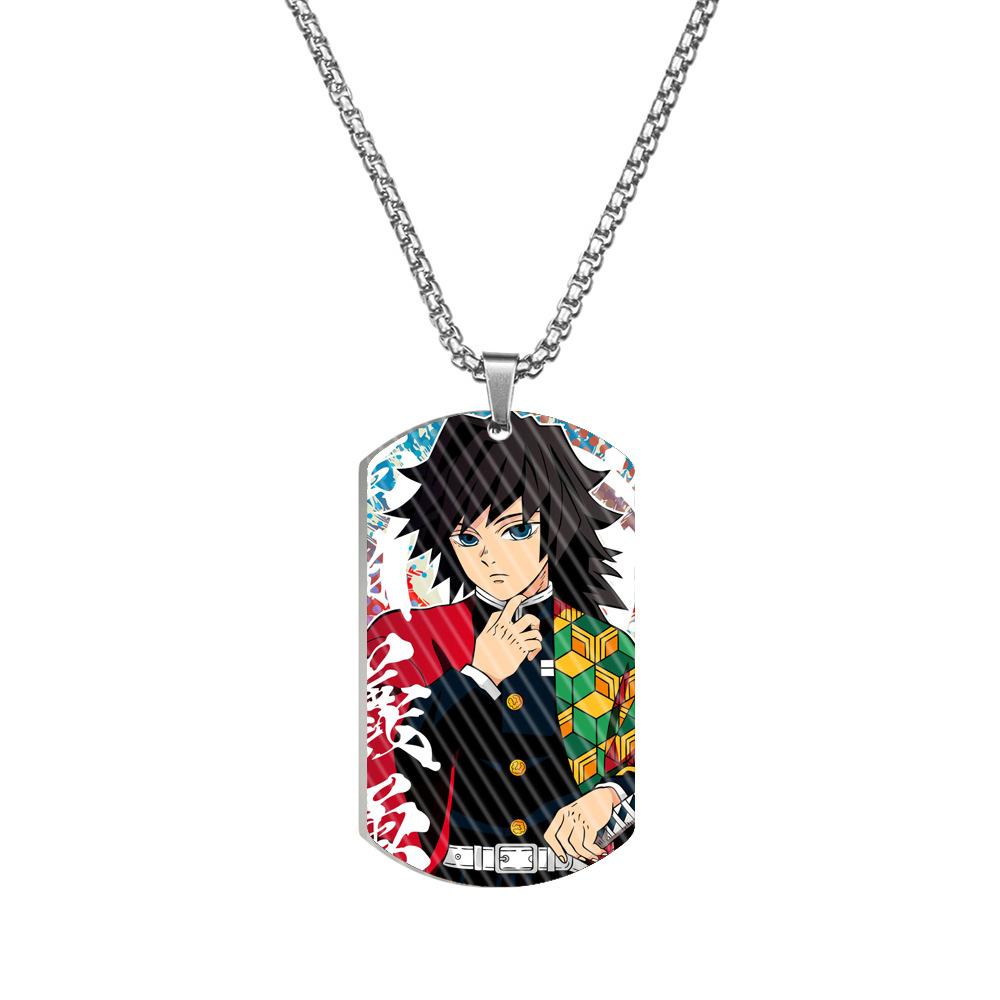 Demon Slayer Kimetsu No Yaiba Tanjiro Nezuko Stainless Steel Color Printed Dog Tag Necklace Anime Cosplay Accessory Gift For